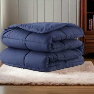 Pilota Puf și Pene de Rată 200x200 cm Albastru - imagine 2