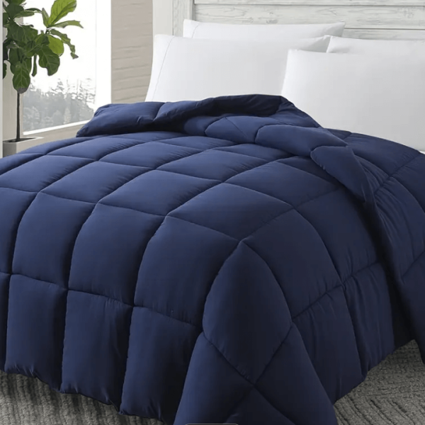 Pilota Puf și Pene de Rată 200x200 cm Albastru