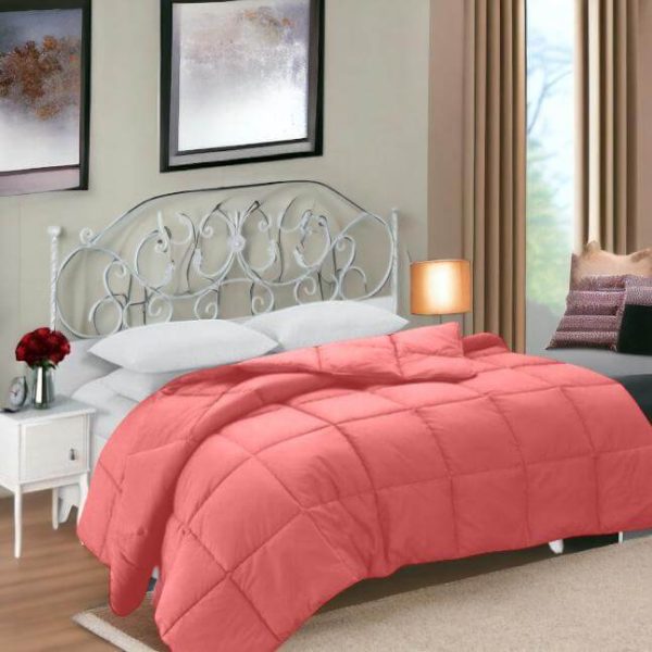 Pilota Puf și Pene de Rată 200x200 cm Roz