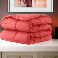 Pilota Puf și Pene de Rată 200x200 cm Roz - imagine 2