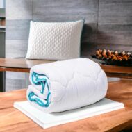 Set Pilota Matlasata Alba 140/200 cm + Perna Matlasata Alba Chenar Turcuaz 50/70 cm