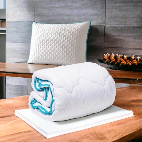 Set Pilota Matlasata Alba 140/200 cm + Perna Matlasata Alba Chenar Turcuaz 50/70 cm