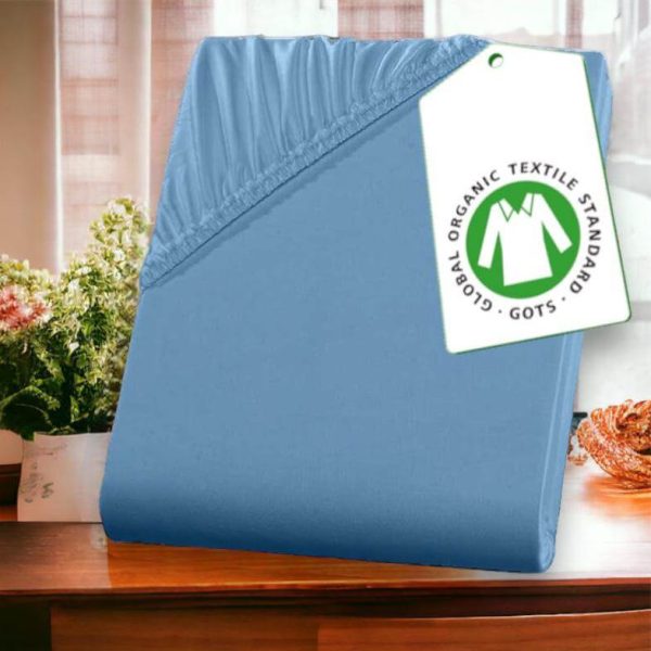 Cearceaf Bumbac Organic Albastru