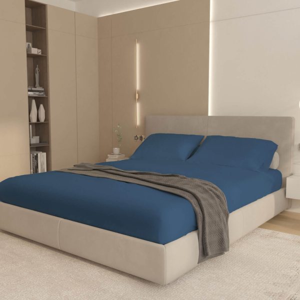 Cearceaf cu Elastic Bumbac Cottone Albastru