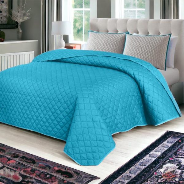 Set Cuvertura +2 Perne Matlasate Turcuaz