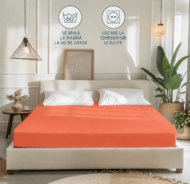 Cearceaf Bumbac Organic Coral - imagine 2
