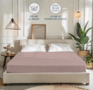 Cearceaf Bumbac cu Elastic Bej - imagine 2