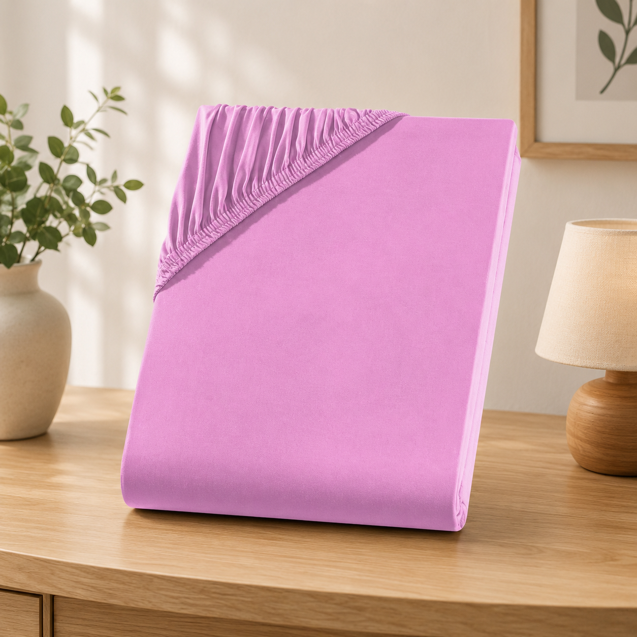 lila Cearceaf Bumbac cu Elastic Lila - imagine 1