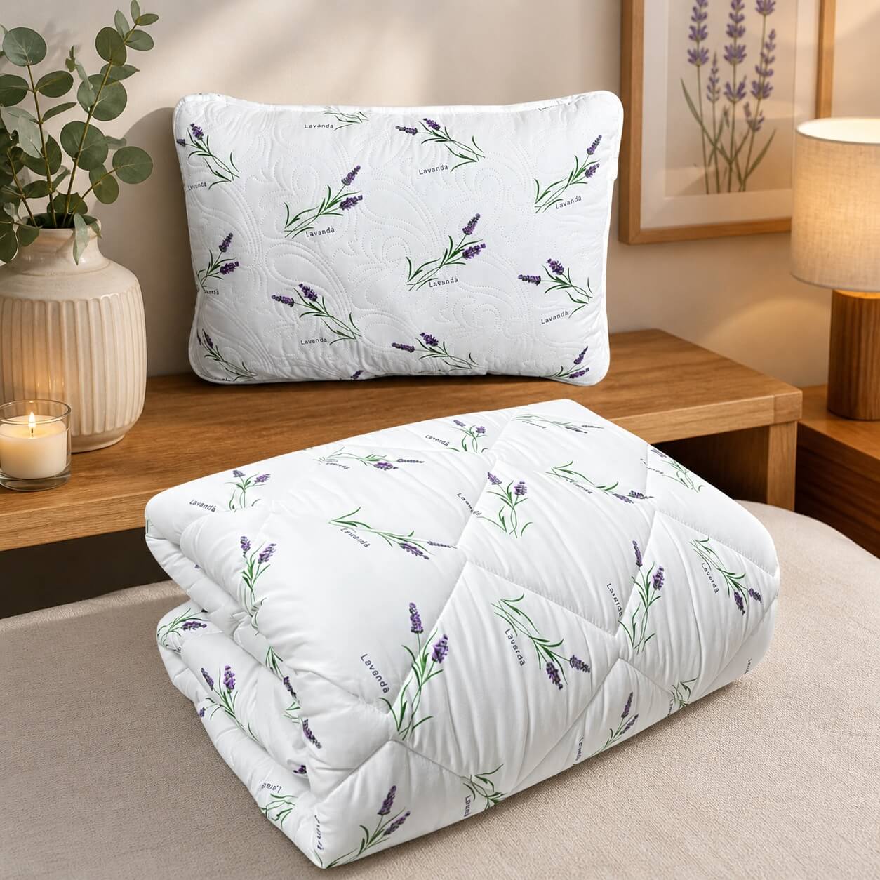 set pilota lavander 1 perne Set Pilota 140/210 cm + Perna 50/70 cm - Lavender - imagine 1