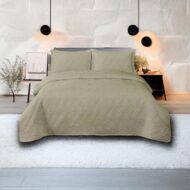 Cuvertură de pat din catifea 200×220 cm + 2 fețe de pernă Crem