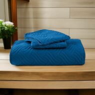 Cuvertură de pat din catifea 200×220 cm + 2 fețe de pernă Albastru - imagine 2