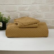 Cuvertură de pat din catifea 200×220 cm + 2 fețe de pernă Bej - imagine 2