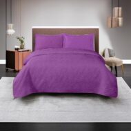 Cuvertură de pat din catifea 200×220 cm + 2 fețe de pernă Mov