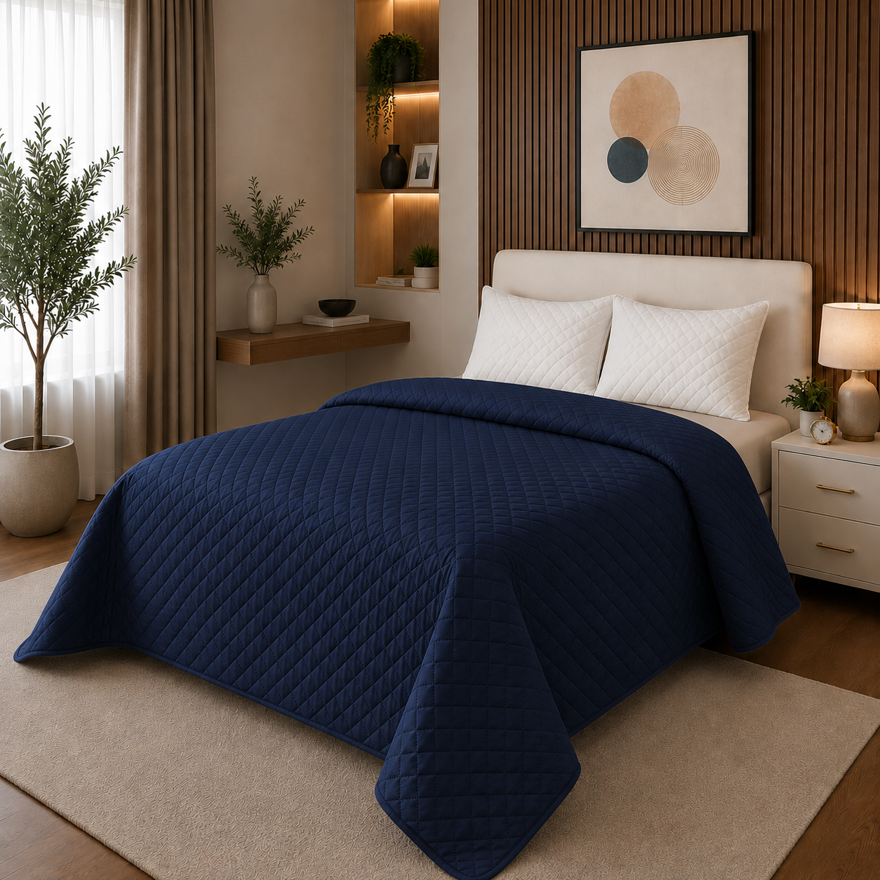 CUV BULUMAREN1 Cuvertura Matlasata 200/220 Bleumarin - imagine 1