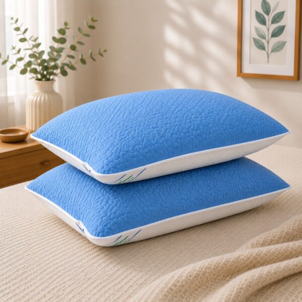 Set 2 Perne Confort 50x70 cm, Față de Vară și Față de Iarnă Bleu