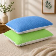 Set 2 Perne Confort 50x70 cm, Față de Vară și Față de Iarnă Verde/Bleu