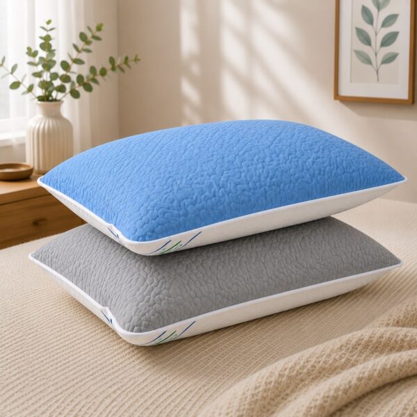 Set 2 Perne Confort 50x70 cm, Față de Vară și Față de Iarnă Gri/Bleu