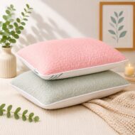 Set 2 Perne Confort 50x70 cm, Față de Vară și Față de Iarnă Gri/Roz