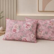 Set Pilotă Matlasată cu 2 Perne, Floral Roz, Model 9 - imagine 3